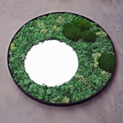 Mechový obraz kruh 50cm se zrcátkem