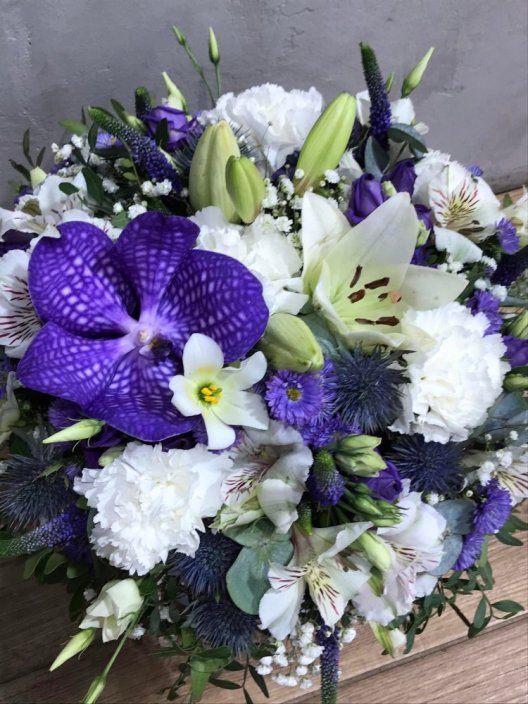 Flower box bílo-fialový